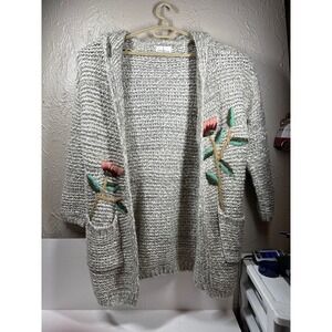 Eiffel Designs Cardigan Sweater‎ Hooded Pockets Womens Size Small/Medium S/M